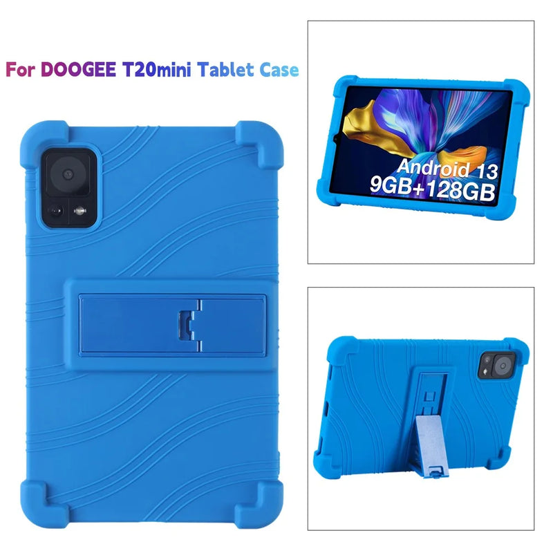 4 Thicken Cornors Silicone Cover with Kickstand For Doogee T20 Mini Pro Kid Case 8.4" Tablet PC Soft Shockproof Protector Funda