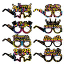 2026 New Year Paper Glasses 6/12pcs Festive New Year's Eve Party Glasses Fun Photo Props Party Eve Decoration Universal Size