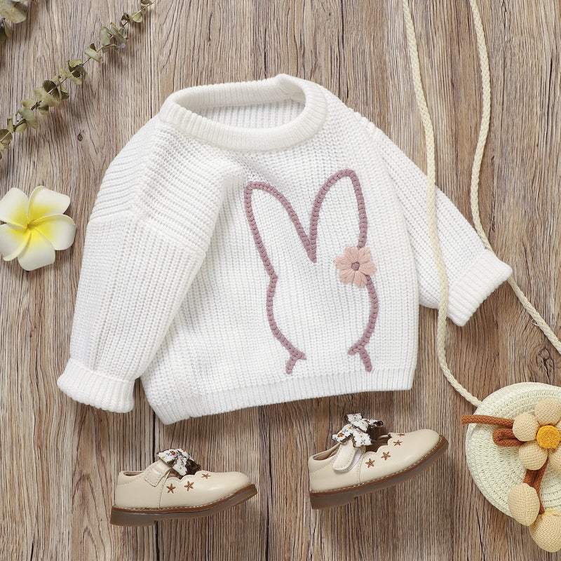 MISOWMNJOY Cute Bunny Knit Baby Girl Boy Sweater Kids Jumper Long Sleeve Easter Children Pullover Tops Toddler Clothing Knitwear