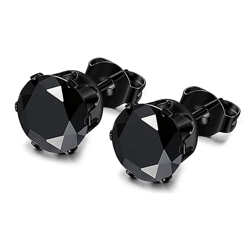 1 Pair Punk Black Multiple Types Stud Earrings Unisex Stainless Steel Piercing Earring For Women Men Gothic Chain Hoop Earrings