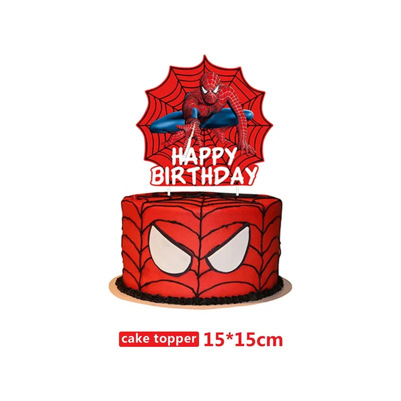 Spiderman Party Supplies Include Paper Cups Plates Balloons Tablecloth Cake Toppers for Kids Birthday Party Decor Baby Shower