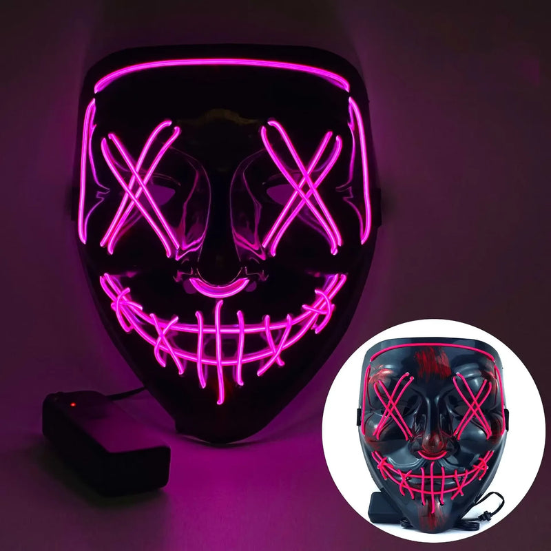 Halloween Masks of Terror Led Face Light Mask Scary Scream Bright Mask for Carnival Halloween Costumes for Men Glow in The Dark