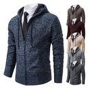 Mens Autumn Winter Sweater Hoodies Fleece Cardigan Zip Jacket Knitting Cardigans Fashion Casual Slim Fit Korean Mens Top Clothes