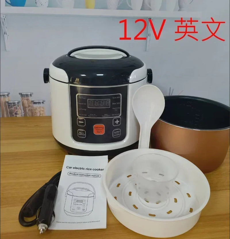 12V 24V Mini Rice Cooker Car Truck Soup Porridge Cooking Machine Food Steamer Heating Lunch Box Meal Heater Warmer 2L