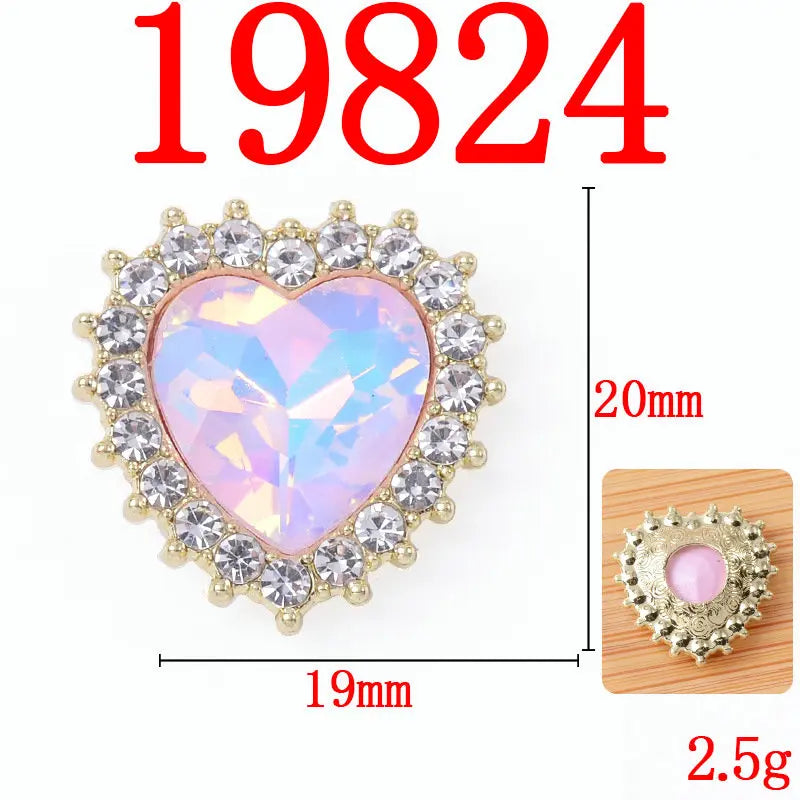 10Pcs Heart Decorative Button Full Diamond Mocha Colour Flower Plate Alloy Buckle Jewelry Accessories DIY Rhinestone Materials