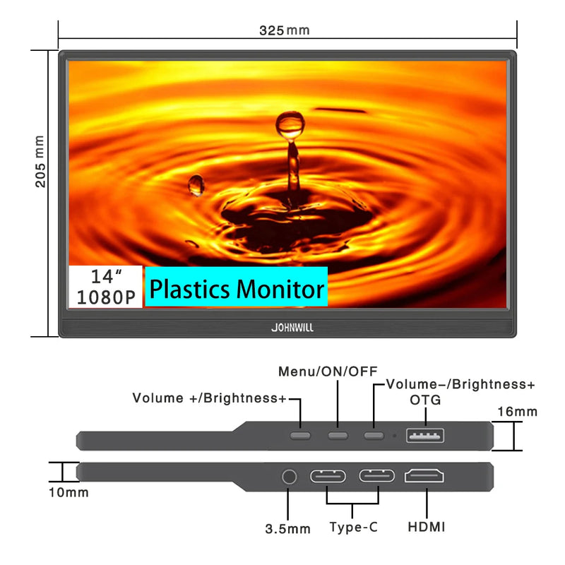 PC Gamer Touch Monitor 14/15.6 Inch 1920x1080 IPS Panel Secondary Monitor Extend Mode For Work HDMI Compatible Switch PS4 PS5