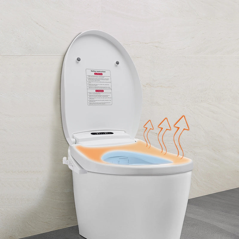 Electronic Heated Smart Toilet  Seat Bidet with Air Dryer Adjustable Temp LED Night Light Self-Cleaning Nozzle Side Controls