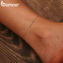 Bamoer Silver  Small Beads Anklets for Women Beaded Summer Sterling Silver 925 Foot Jewelry Fashion Style Leg Bracelet SCT007