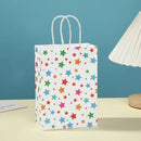 12pcs Rainbow Kraft Paper Gift Bag with Handle Candy Favor Bag Christmas Wedding Baby Shower Kids Birthday Goody Bag Party Decor