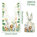 50pcs Rabbit Ear Bags Carton Plastic Cookie Candy Bags for Easter Party Baking Snack Packing Supplies Kids Gifts Boy Girl