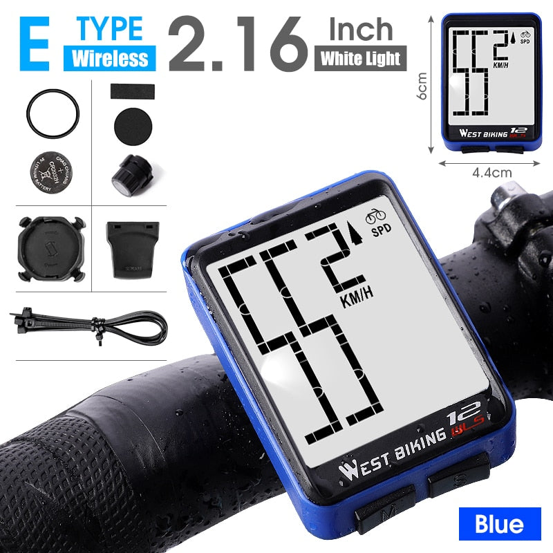 WEST BIKING Wireless Bicycle Computer Backlight Waterproof Cycling Speedometer Mechanical Magnet Speed Sensor Bike Odometer