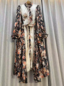 New 2024 Autumn Fashion Irregular Party Midi Dress Female long Sleeve Elegant Loose Print Casual Evening Dress For Women ﻿