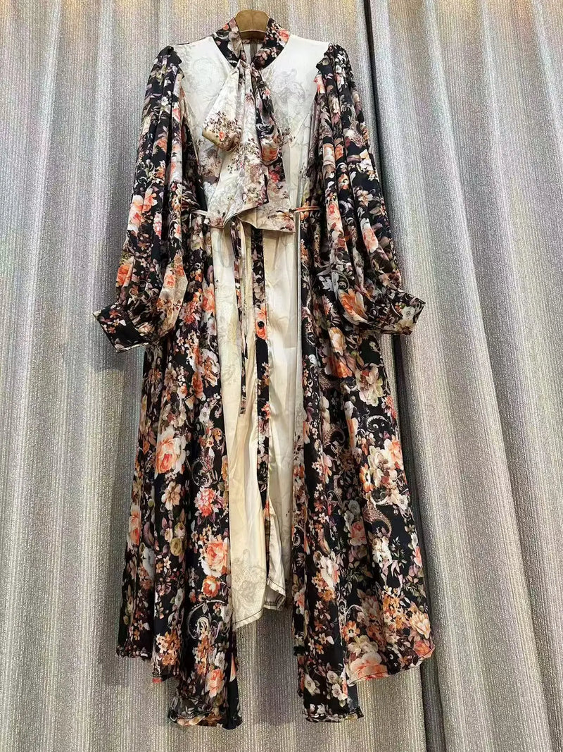 New 2024 Autumn Fashion Irregular Party Midi Dress Female long Sleeve Elegant Loose Print Casual Evening Dress For Women ﻿