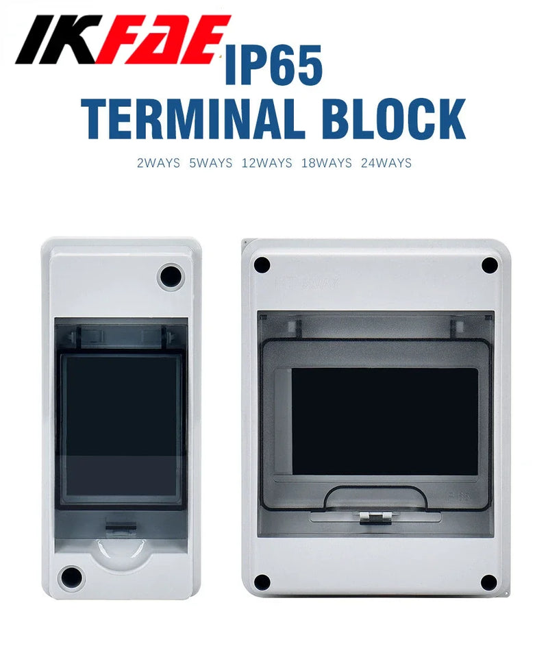 Waterproof Electrical Distribution Box 2/5/8/12/15/18/24 Ways Circuit Breaker MCB Power Plastic Junction Wire IP65 Outdoor