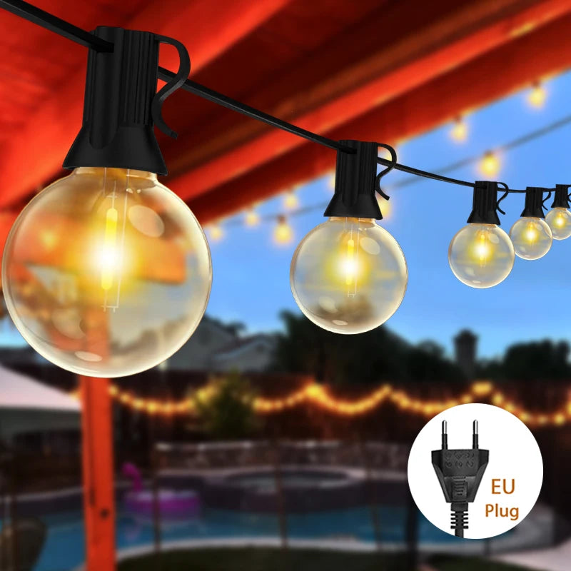 106FT LED G40 Ball String Lights Waterproof Outdoor Garden Garland String Lights Terrace Garden Pub Christmas Party Decoration