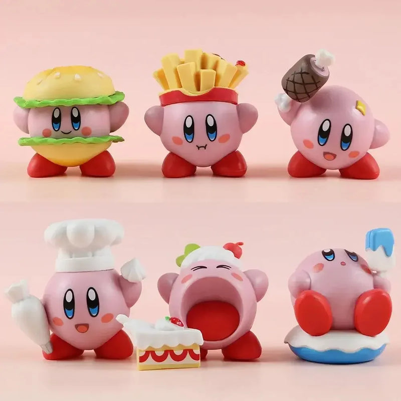 8pcs Anime Games Kirby Action Figures Toys Pink Cartoon Kawaii Kirby PVC Cute Figure Action Toy Christmas Gift for Children