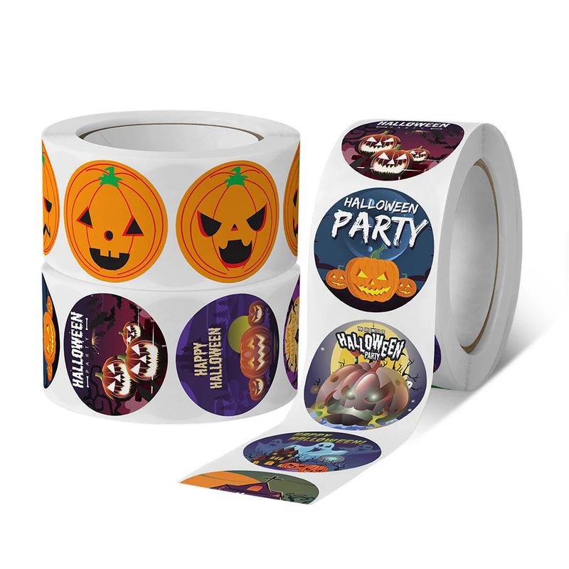 500Pcs Halloween Stickers Funny Pumpkin Emote Ghost Paper Stickers for Gift Packing Bag Sealing Labels Halloween Decoration 2024