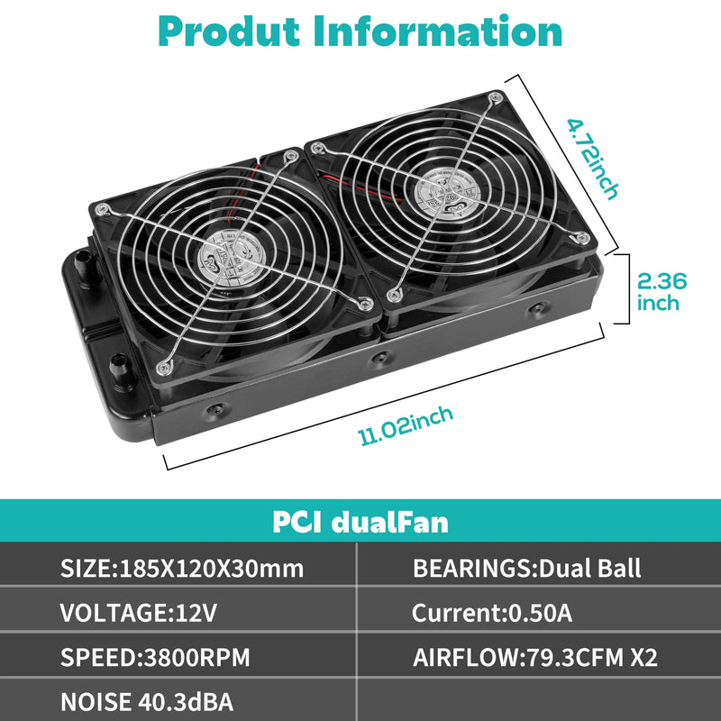 SXDOOL Water-Cooling 240MM Radiator Double Dual 120mm Fan For Computer Water Discharge Radiator  Strong Wind Recommend