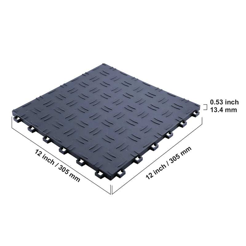 SucceBuy Garage Tiles Interlocking 12in 25/50Pcs Garage Floor Covering Tiles Non-Slip Double-Sided Texture for Garages Repair