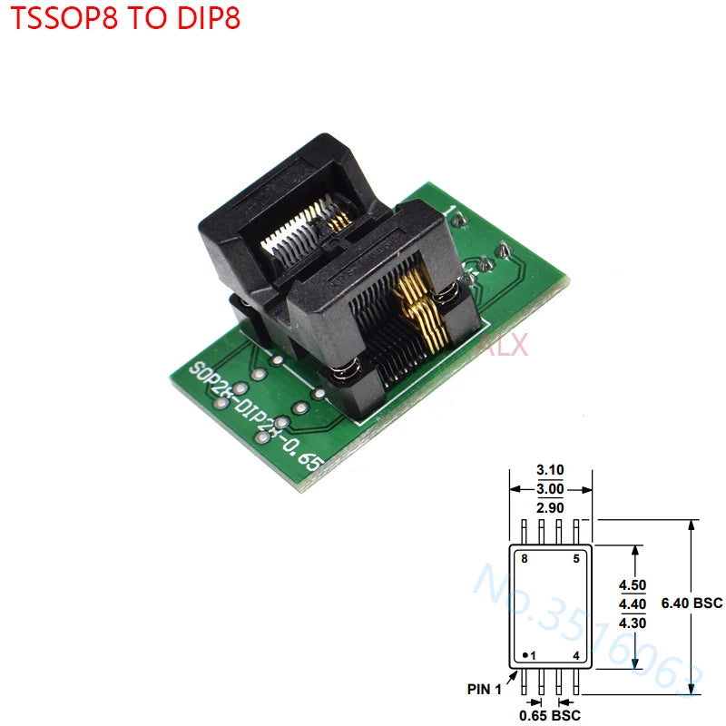 Sop8/Sop14/Sop16/Sop20/Sop28/44/Tssop8/Tssop16/Tssop20/Tssop28/TQFP32/LQFP44 To Dip Programmer Adapter Socket 150/208/173/300mil