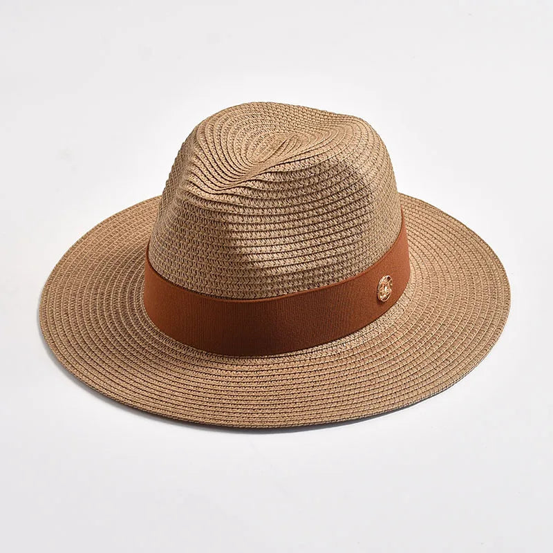 New Summer Straw Hat for Women Panama Soft Shaped Beach Sun Hat Outdoor UV Protection Travel Hat Sombreros De Mujer