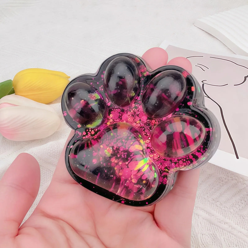 Cute Sequin Cat Claw Squishy Fidget Toy Slow Rebound Stress Relief Toy Pinch Decompression Dark Starry Cat Paw Soft Squeeze Toy