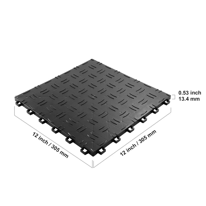 SucceBuy Garage Tiles Interlocking 12in 25/50Pcs Garage Floor Covering Tiles Non-Slip Double-Sided Texture for Garages Repair
