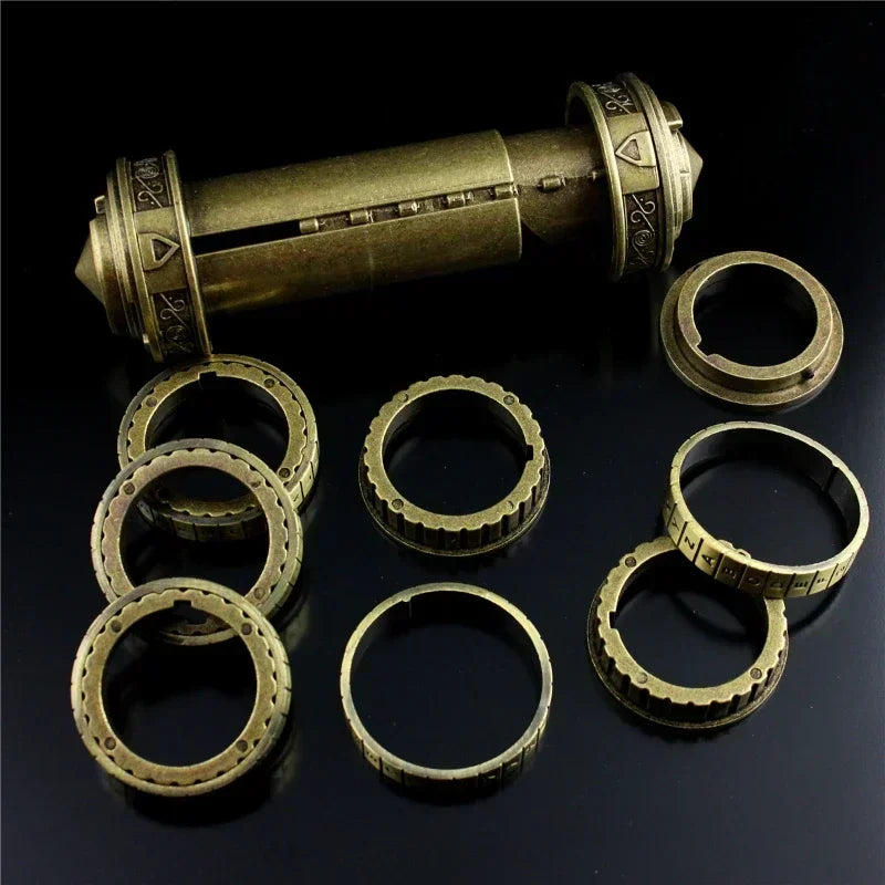 Leonardo Da Vinci Code Toys Metal Cryptex Locks Wedding Gifts Valentine's Day Gift Letter Rings Password Escape Chamber Props