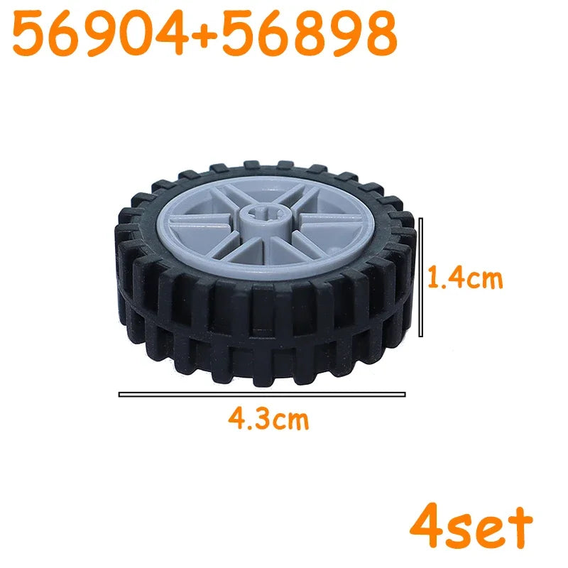 MOC Technical Tire Wheel Cross Hole Set Motorcycle Tyre & Rim Car Truck Wheels Hub Bricks Construction Building Blocks