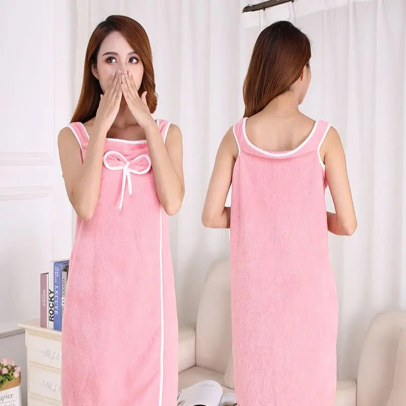 Women Large Bathrobe Quick Dry Wearable Microfiber Soft Bathrobes Plush Thick Absorbent Winter Night Sleepwear Dressing Gown