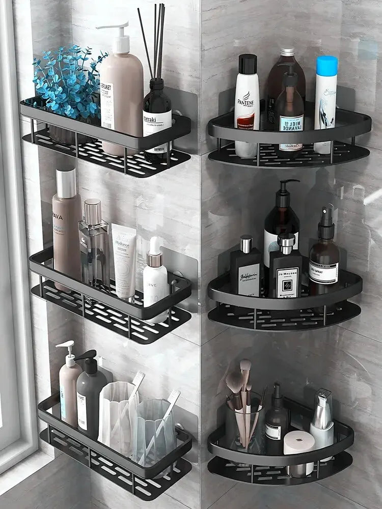 Bathroom Shelf Makeup Storage Organizer Shampoo Rack Shower Shelf Bathroom Accessories No Drill Wall Shelf