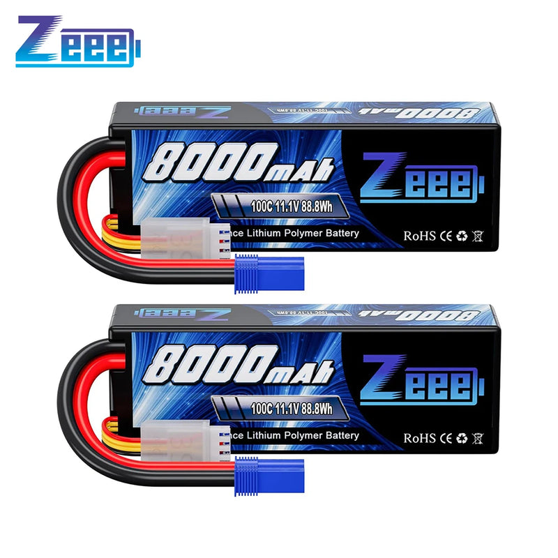 Zeee Lipo 3S 8000mAh Battery 11.1V 100C Hardcase with EC5 Plug for RC Cars Buggy Truggy FPV Drone Racing Hobbies Model Parts