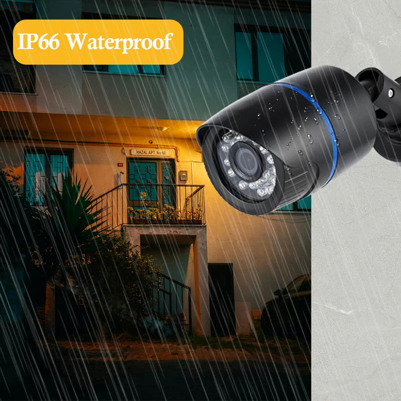 REVOTECH 5MP IP65 Waterproof Bullet Outdoor POE Camera, IP surveillance camera 4MP, 24Pcs IR LED, Security Night CCTV System Cam