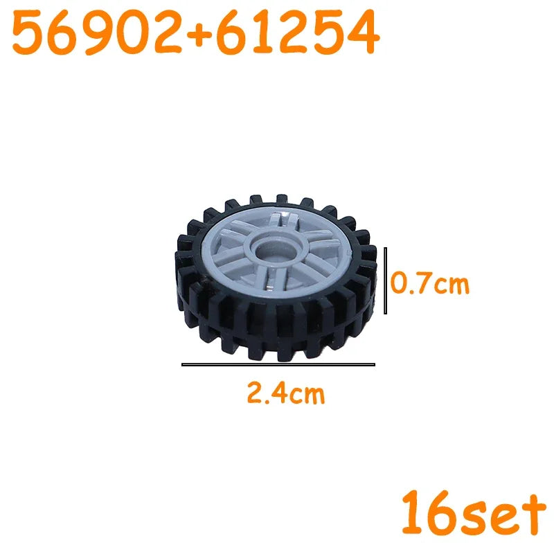 MOC Technical Tire Wheel Cross Hole Set Motorcycle Tyre & Rim Car Truck Wheels Hub Bricks Construction Building Blocks