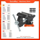 SucceBuy Bench Vise 4.5" 6" 6.5" Multipurpose with Swivel Base Anvil Heavy Duty Cast Iron for Drilling, Conduit Cutting, Sanding