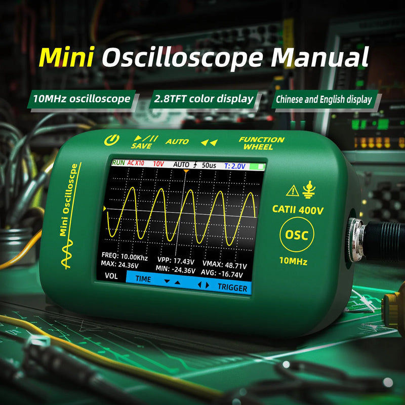 BSIDE Mini Handheld Digital Oscilloscopes 48MS/s Sampling Rate 10MHz Analog Bandwidth Support Firmware Upgrade Waveform Storage