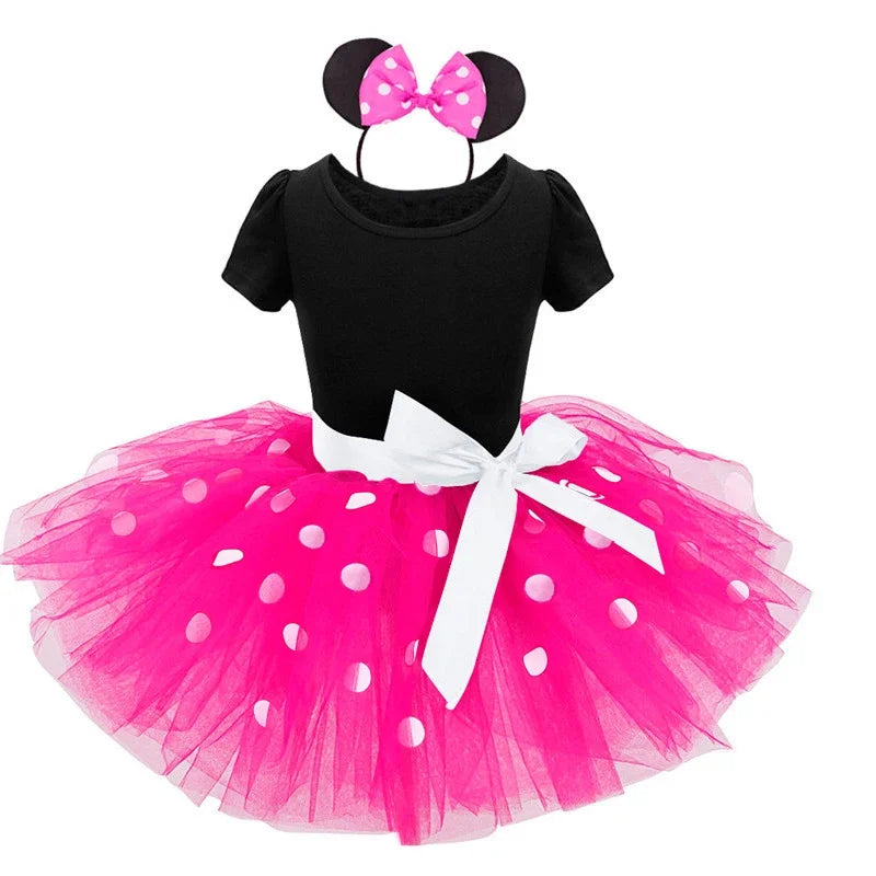 Minni Mouse Baby Girls Dress Fancy Birthday Party Cosplay Costume Polka Dot Cute Carnival Party Easter Costume for 1-5 Years