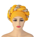 Latest African Auto Geles Headtie Already Made Headties Shinning Sequins Turban Cap for Women Ready Female Head Wraps