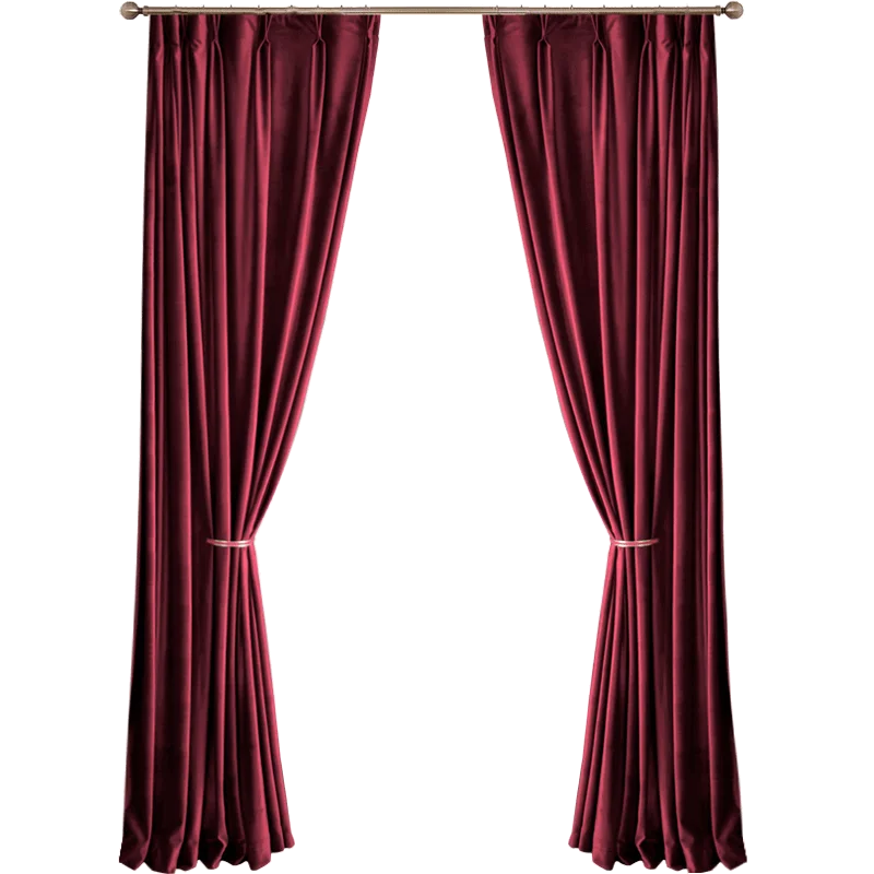 Luxury Nordic Curtains for Living Dining Room Bedroom  Velvet Fabric Burgundy Thick Curtain Tulle Finished Product Customization
