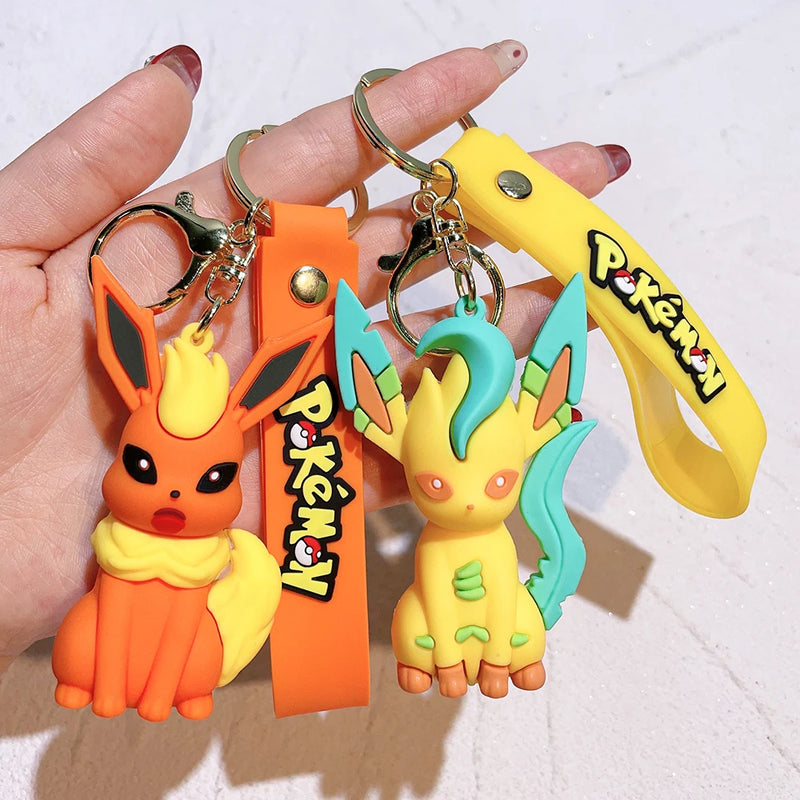 Pokemon Action Figure Pikachu Keychain Anime Cute Snorlax Eevee Backpack Pendant Doll Car Key Ring Ornaments Jewelry Kids Gifts