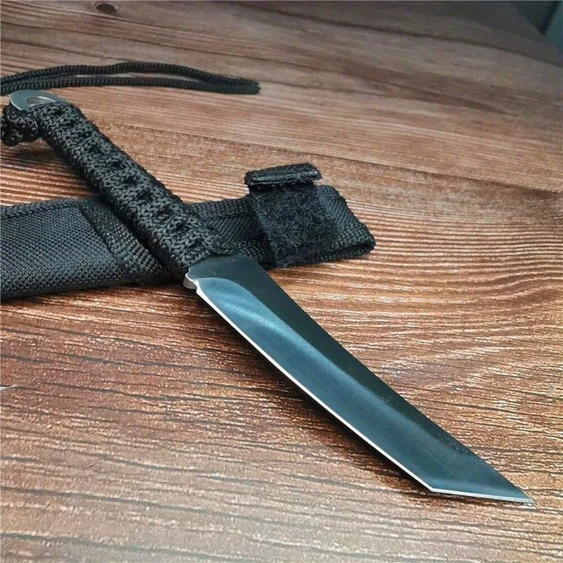 EDC Stainless Steel Outdoor Pocket Knife With Scabbard Sharp Camping Cutting Knife For Hiking Self Defense Survival Knife