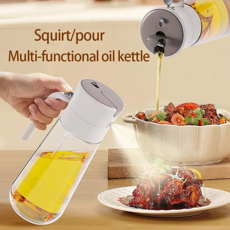 Olive Oil Dispenser - 2 in 1 Dispenser and Oil Sprayer-550ml Oil Bottle with Pour-Oil Sprayer for Cooking, Kitchen, Salad, Grill