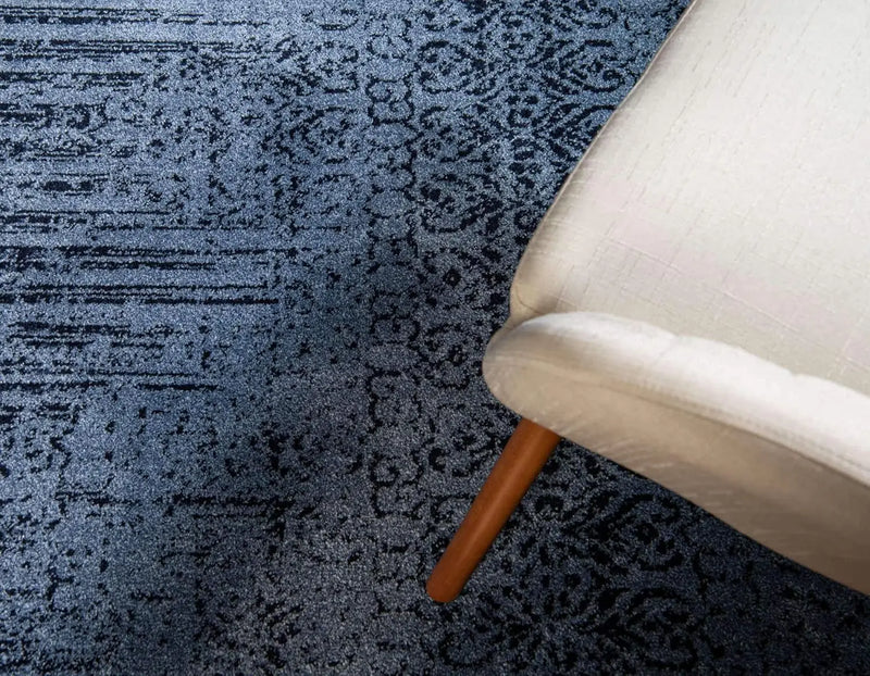 Del Mar Collection Area Rug - Jennifer (9' X 12' Rectangle, Blue/ Navy Blue)