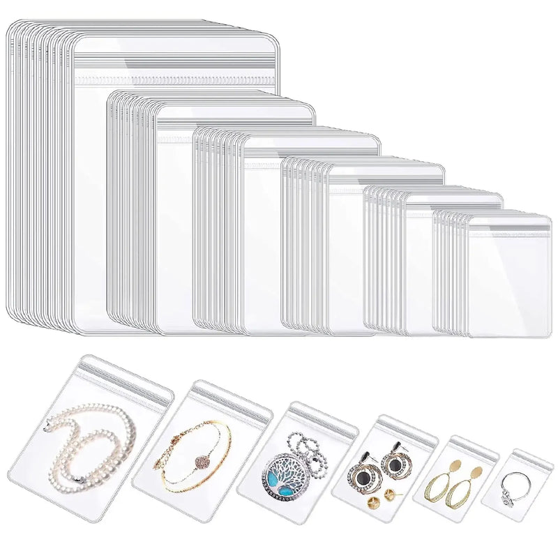 Jewelry Small Self-Sealing Plastic Zip Clear PVC Storage Bags for Storing Bracelets Rings Earrings Organizer (100PCS)