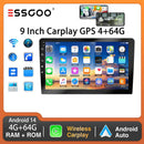 ESSGOO 9Inch 2 DIN Car Stereo Radio Wirless Carplay Android Auto Car Stereo Bluetooth 64G GPS Navigation RDS WiFi USB FM DAB+CAM