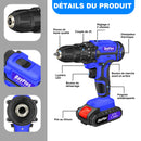 26 in 1 Cordless Drill Driver Set, 25+1 Torque Electric Screwdriver Kit for DIY Drilling Walls & LED Light