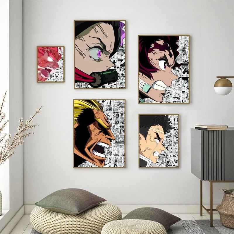 1PC Classic Japanese Anime ONE PIECE Print Poster Paper Waterproof HD Sticker Bedroom Entrance Home Living Room Bar Wall Decor