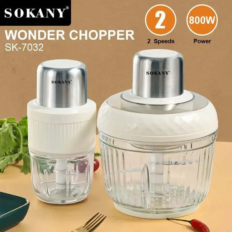 Houselin Food Processor, Electric Food Chopper with 2 Bowls, Meat Grinder for Fruits, Meat, Vegetables, Baby Food, Nuts