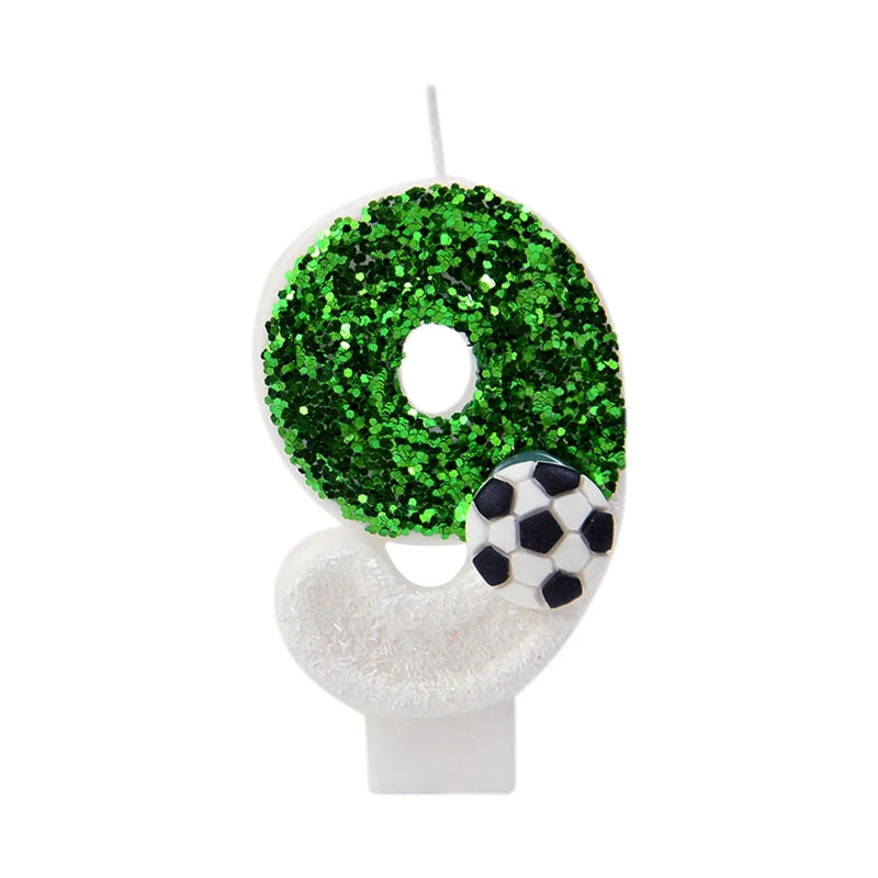 0-9 Numbers Football Cake Candle Kids Sports Theme Football Birthday Party Decoration Favors Cupcake Topper Cake Decor Supplies