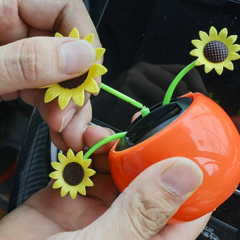 Car Solar Sunflower Ornaments Swaying Honey Bee Decoration Accessories Auto Dashboard Solar Energy Dancing Flowers Ornaments